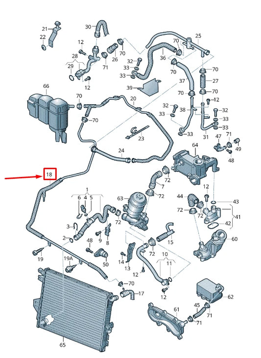NEW VW TOUAREG 7P ENGINE COOLANT HOSE 7P6122447AD