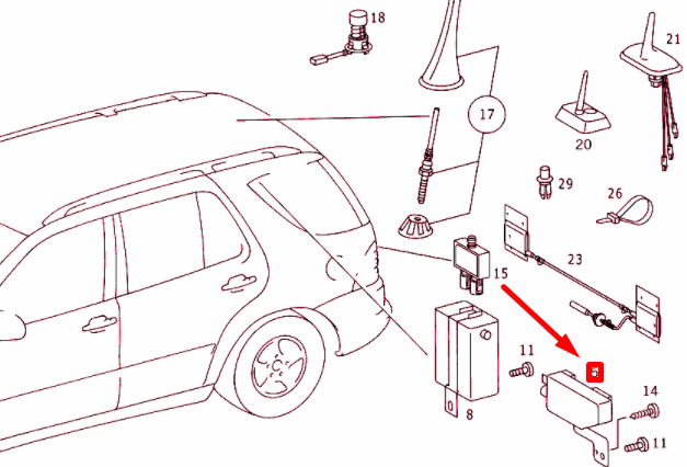 new mercedes-benz ml w163 antenna amplifier am/fm a1638200089 original