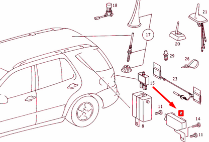 new mercedes-benz ml w163 antenna amplifier am/fm a1638200089 original