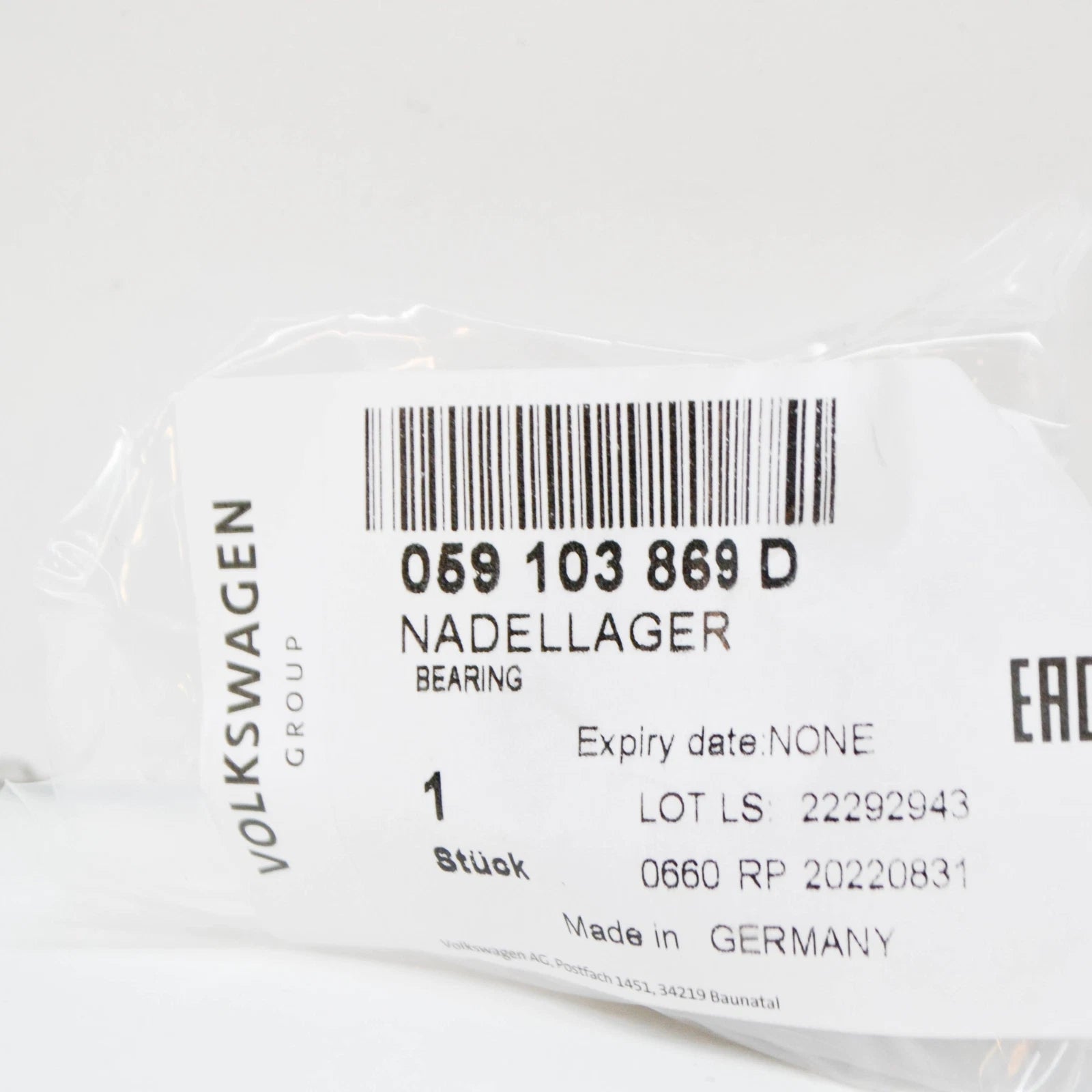 NEW VW TOUAREG 7P ENGINE BALANCE SHAFT BEARING 059103869D ORIGINAL