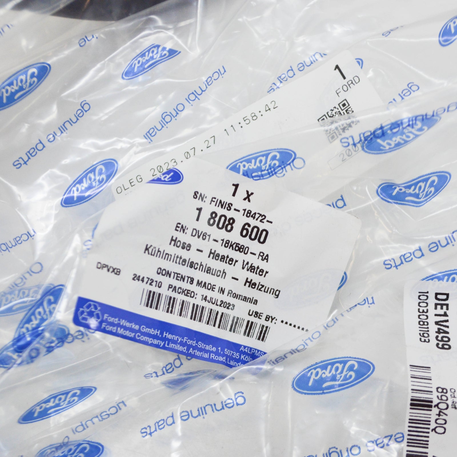 new ford kuga mk2 c520 heater water hose dv61-18k580-ra 1808600 original