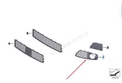 NEW BMW 5 GT F07 RIGHT FOG LIGHT GRILLE M SPORT 51118057332 8057332 2015