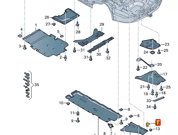 NEW AUDI A6 C8 AVANT UNDERBODY SHIELD RIGHT BRACKET 4K0802420B ORIGINAL