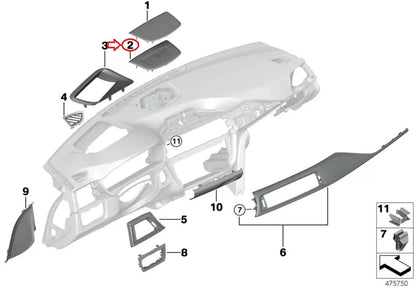 NEW BMW 3 F30 DASHBOARD CENTER SPEAKER COVER 51459239293 ORIGINAL
