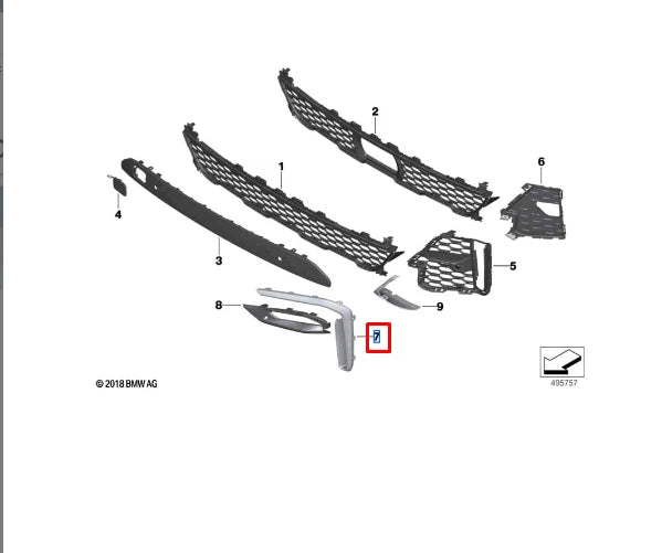 NEW BMW X7 G07 M FRONT BUMPER RIGHT FINISHER 51118745740 ORIGINAL