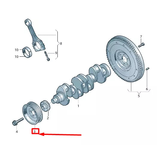 NEW VOLKSWAGEN GOLF 5G MK7 CRANKSHAFT VIBRATION DAMPER 04C105243N
