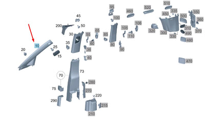 NEW MERCEDES-BENZ VITO W447 LEFT A PILLAR TRIM A44769041251C31 ORIGINAL