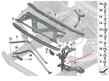 NEW BMW 7 G11 FRONT RIGHT HEADLIGHT BRACKET 51647357214 7357214 2016 ORIGINAL