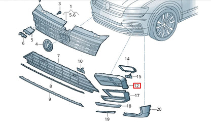 NEW VOLKSWAGEN TIGUAN AD FRONT BUMPER RIGHT GRILLE 5NN853666B041