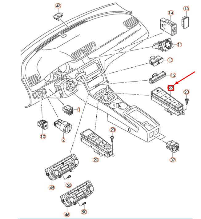 NEW VOLKSWAGEN CC CONTROL PANEL WITH PUSHBUTTONS LHD 3AB927238ATWHS ORIGINAL