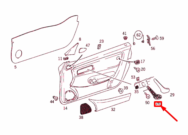 NEW MB SLK R170 FRONT LEFT DOOR BOTTOM GRAB HANDLE A17072003751267 ORIGINAL