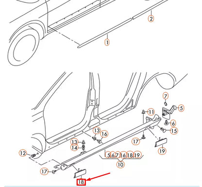 NEW VOLKSWAGEN PASSAT CC JACK POINT COVER LEFT FRONT 3C8853247GRU ORIGINAL