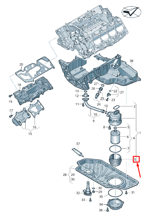 new audi a8 4n engine oil filter end cap 057115433g original