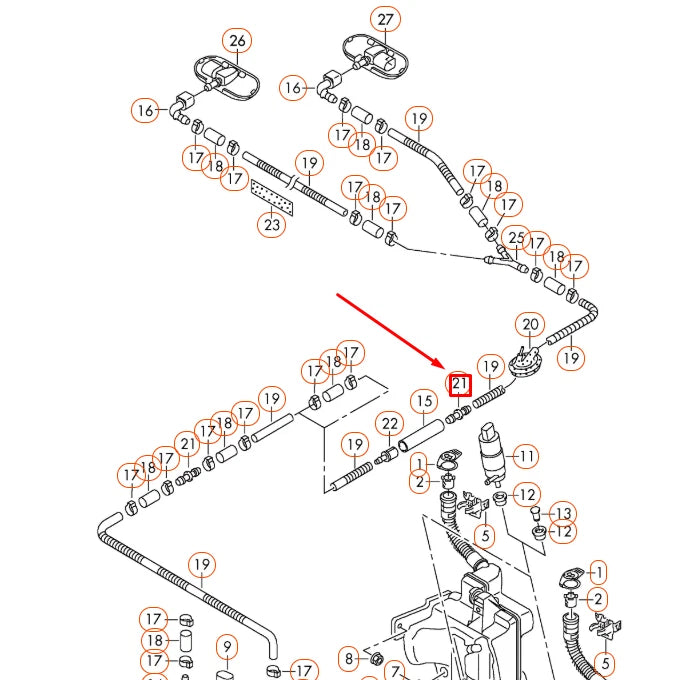 NEW AUDI A1 MK1 WINDSHIELD WASHER HOSE COUPLING ELEMENT 1J0955875R ORIGINAL