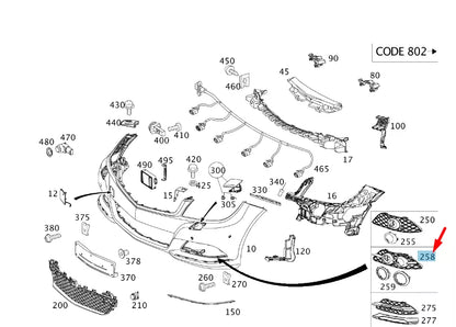 NEW MERCEDES-BENZ C W204 FRONT BUMPER LEFT GRILLE A2048850953 ORIGINAL