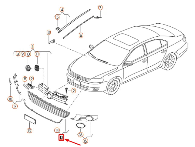 NEW VOLKSWAGEN JETTA A6 MK6 FRONT CENTER LOWER VENT GRILLE 5C68536779B9 ORIGINAL
