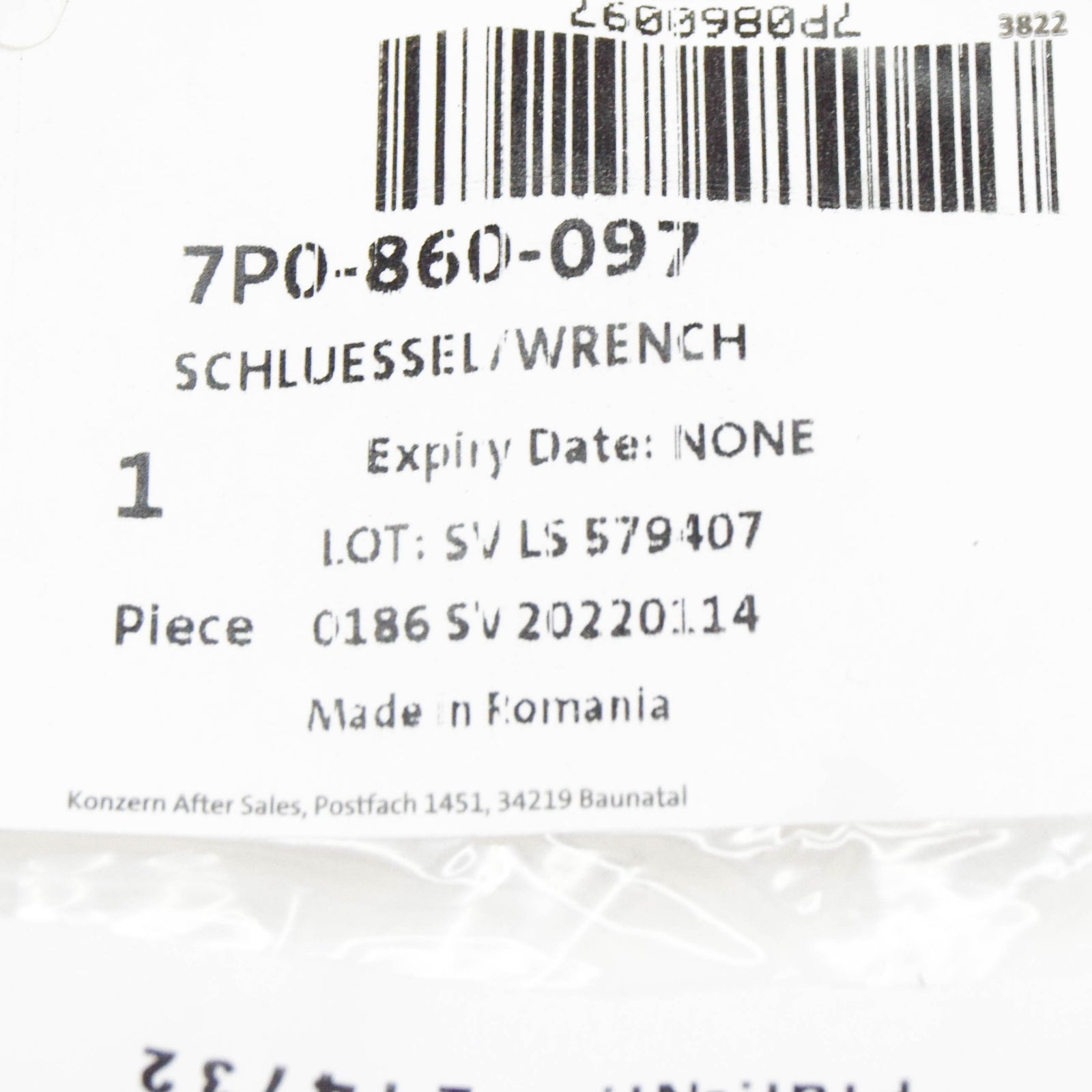 NEW VW TOUAREG 7P MK2 ROOF BASE SUPPORT TORQUE WRENCH 7P0860097 ORIGINAL