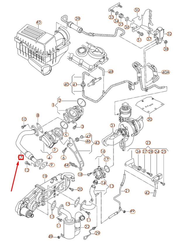 NEW VOLKSWAGEN PASSAT B8 EGR CONNECTING PIPE 03L131521AF ORIGINAL