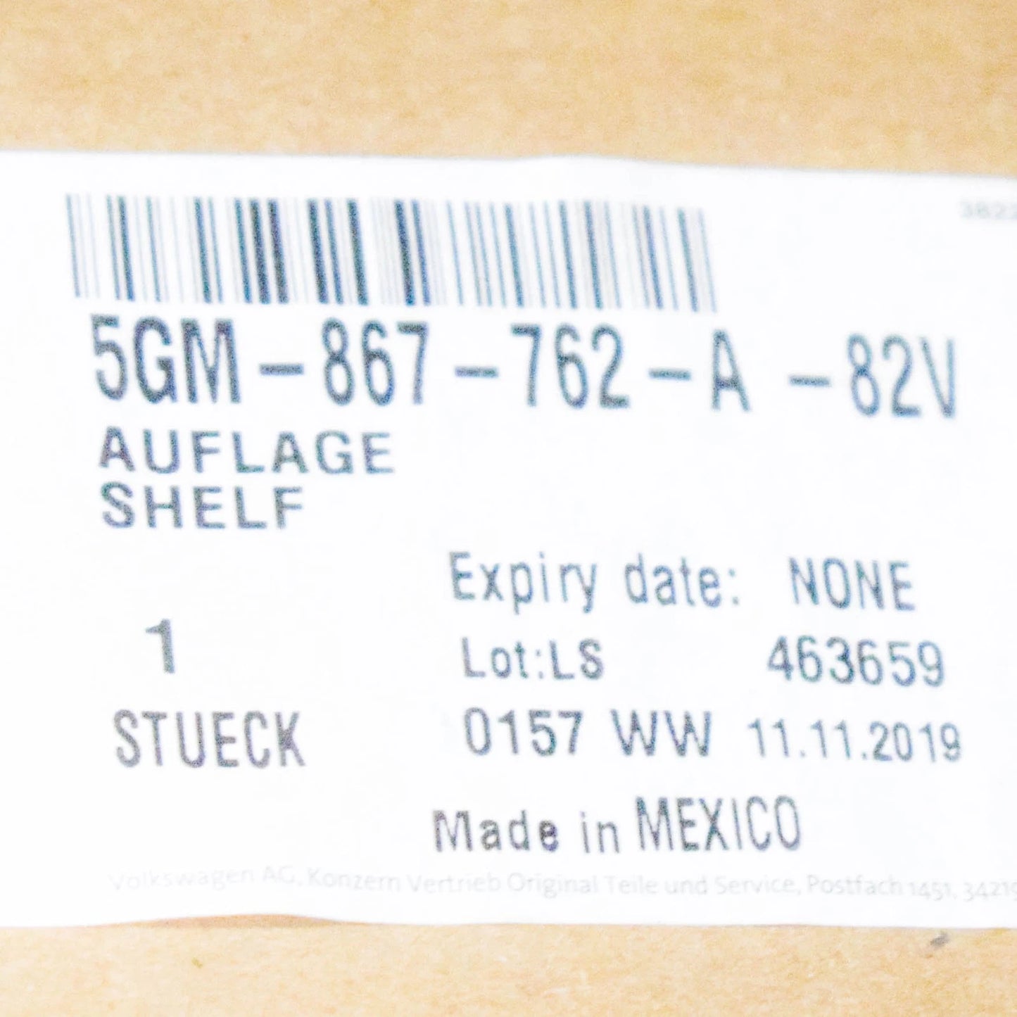 NEW VOLKSWAGEN GOLF MK7 RIGHT REAR LUGGAGE SHELF 5GM867762A 82V ORIGINAL