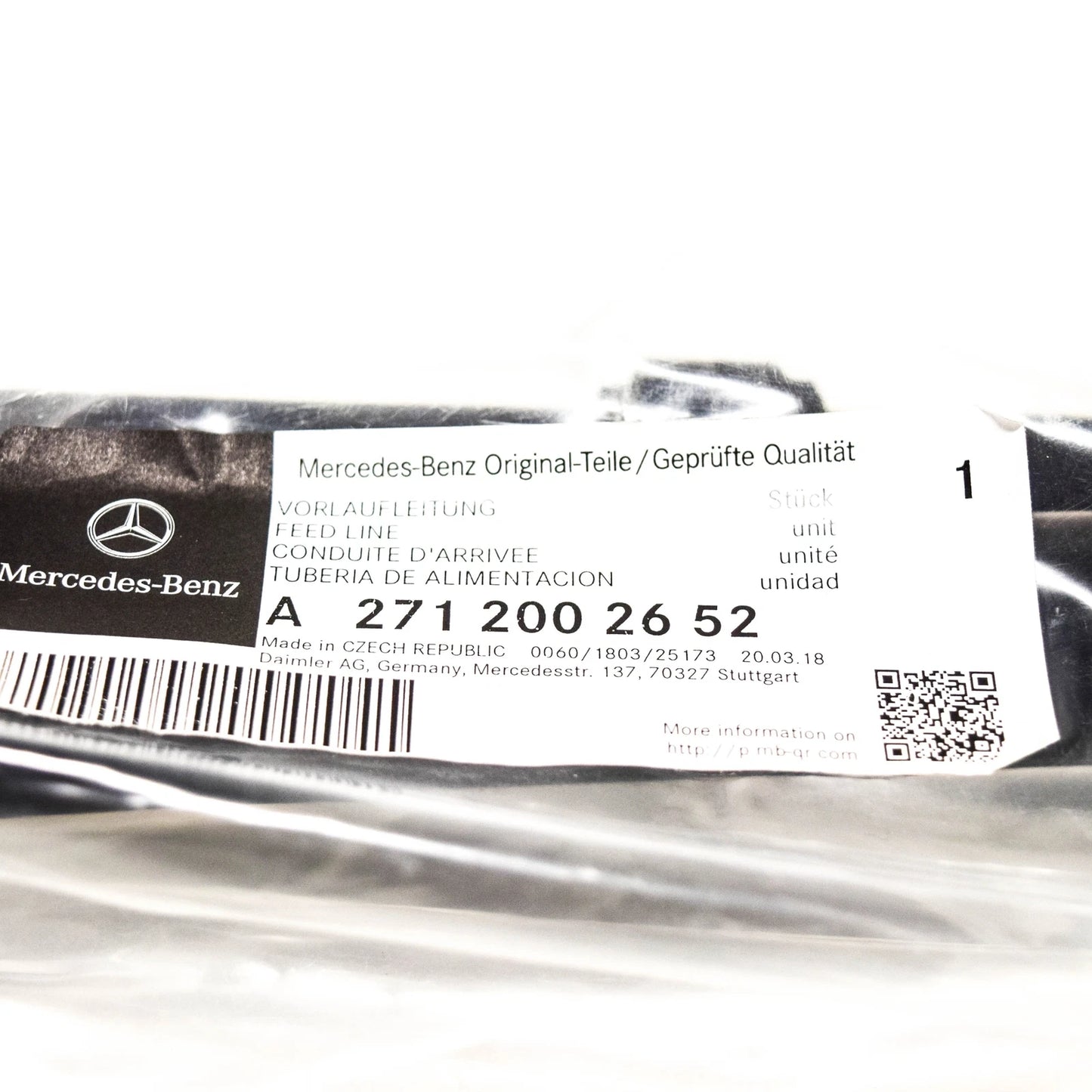 NEW MERCEDES BENZ C W204 WATER COOLING FEED LINE A2712002652 ORIGINAL