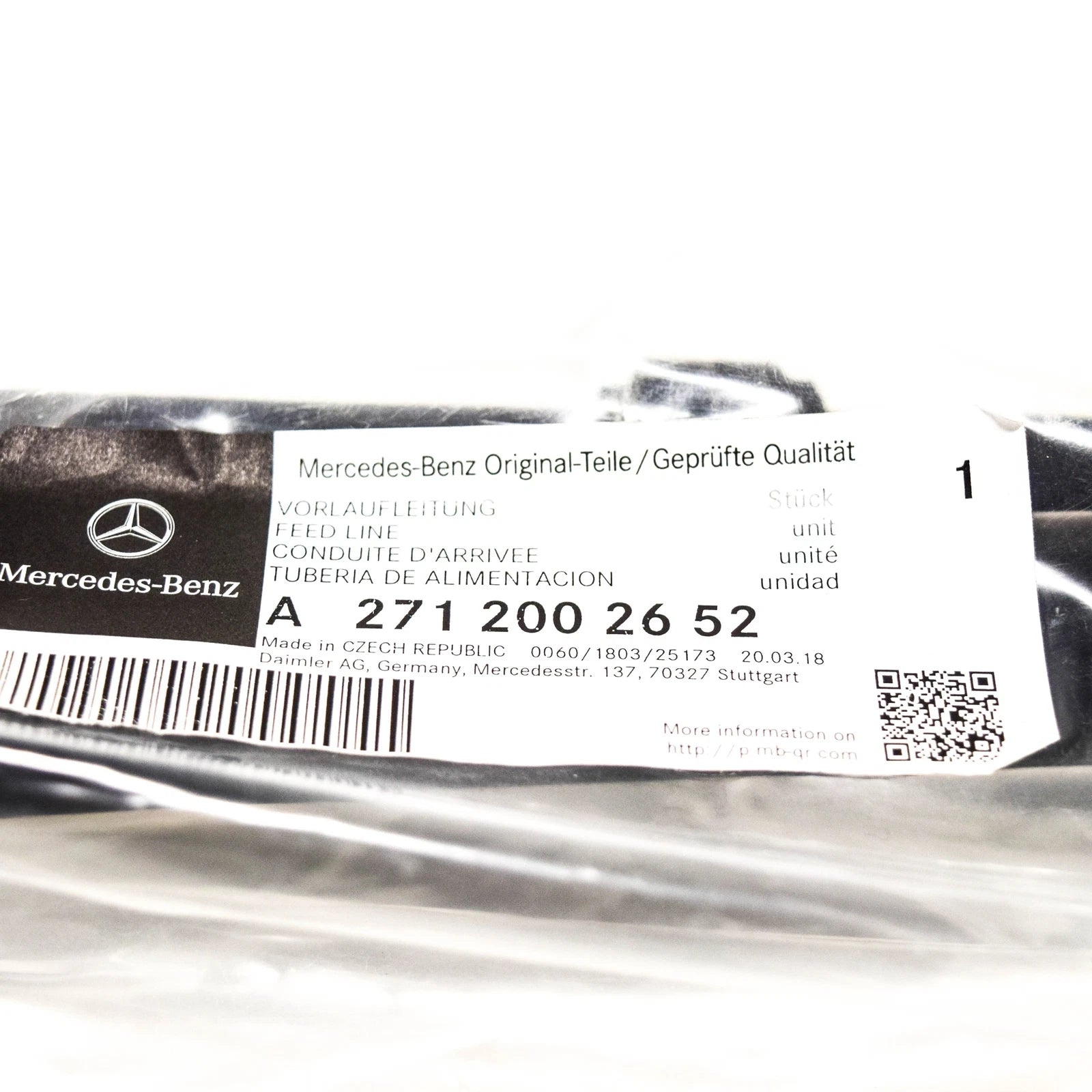 NEW MERCEDES BENZ C W204 WATER COOLING FEED LINE A2712002652 ORIGINAL