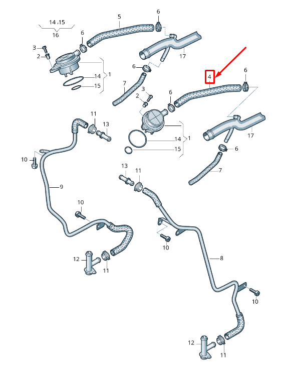 new audi q7 4l left engine breather hose 05a103221b original