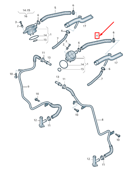 new audi q7 4l left engine breather hose 05a103221b original