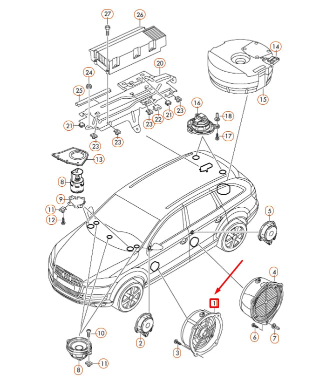 NEW AUDI Q7 4L FRONT DOOR MID-RANGE BASS SPEAKER 4L0035415E