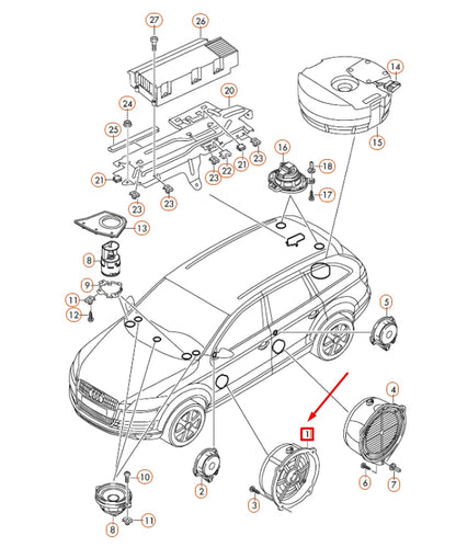 NEW AUDI Q7 4L FRONT DOOR MID-RANGE BASS SPEAKER 4L0035415E