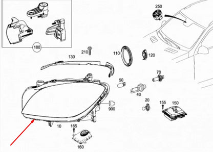 NEW MERCEDES-BENZ GL-CLASS X166 RIGHT HEADLIGHT HALOGEN LHD A1668207061