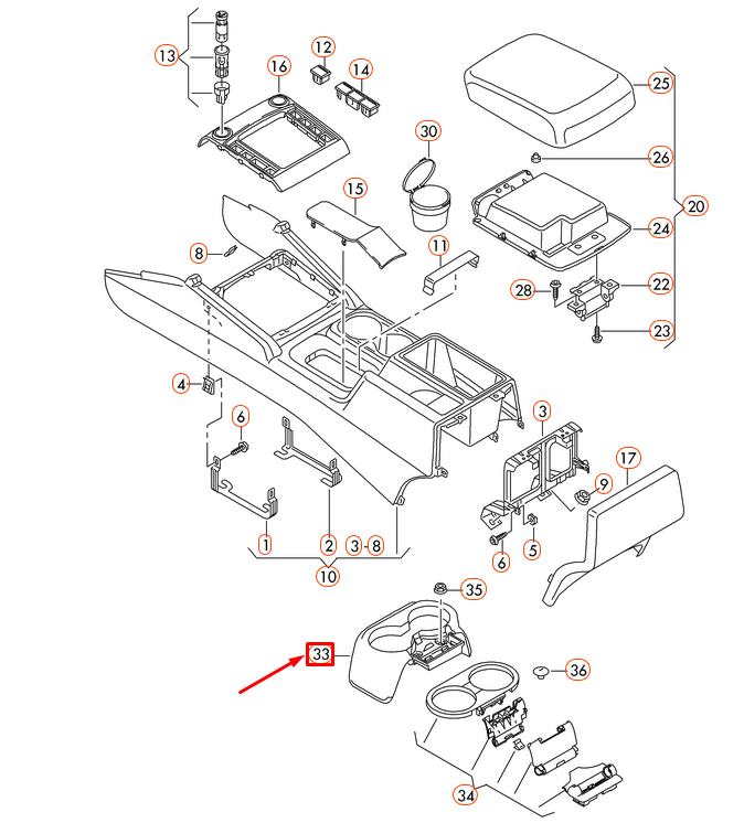 NEW VOLKSWAGEN AMAROK 2H REAR DRINKS HOLDER 2H0862549A71N ORIGINAL