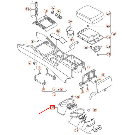 NEW VOLKSWAGEN AMAROK 2H REAR DRINKS HOLDER 2H0862549A71N ORIGINAL