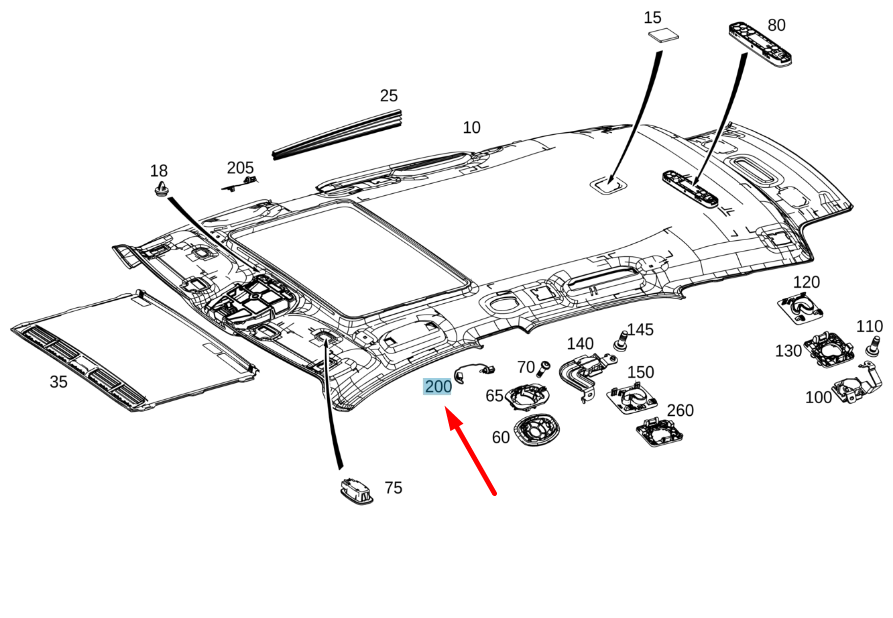 NEW MERCEDES-BENZ GLE W167 HEADLINER LED MODULE A1679060006 ORIGINAL