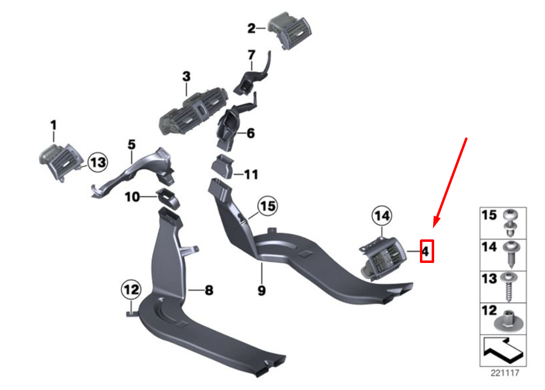 new bmw x3 f25 center console air vent 9200888 64229200888 original