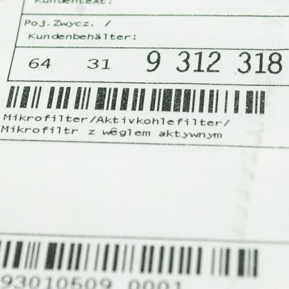 NEW BMW X4 F26 CHARCOAL CABIN AIR FILTER 64319312318 9312318 ORIGINAL