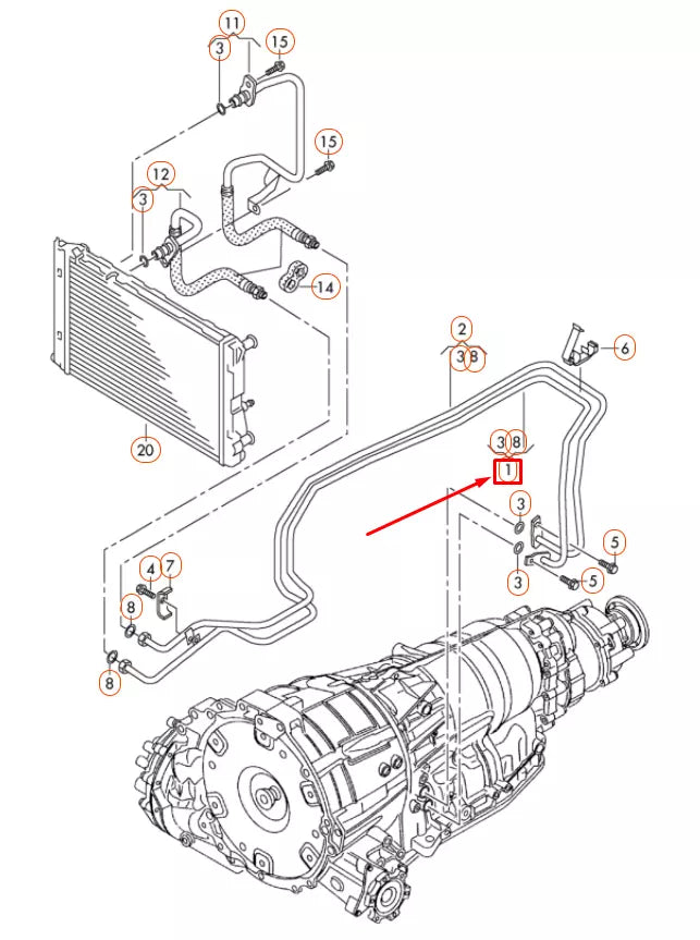 NEW AUDI A4 B8 GEARBOX OIL COOLING PIPE 8K0317817BD ORIGINAL