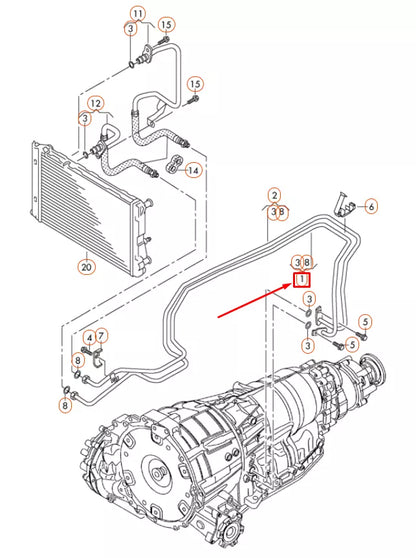 NEW AUDI A4 B8 GEARBOX OIL COOLING PIPE 8K0317817BD ORIGINAL