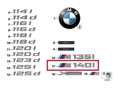 NEW BMW 1 F20 M 140I TRUNK EMBLEM BADGE 51148067077 8067077 ORIGINAL