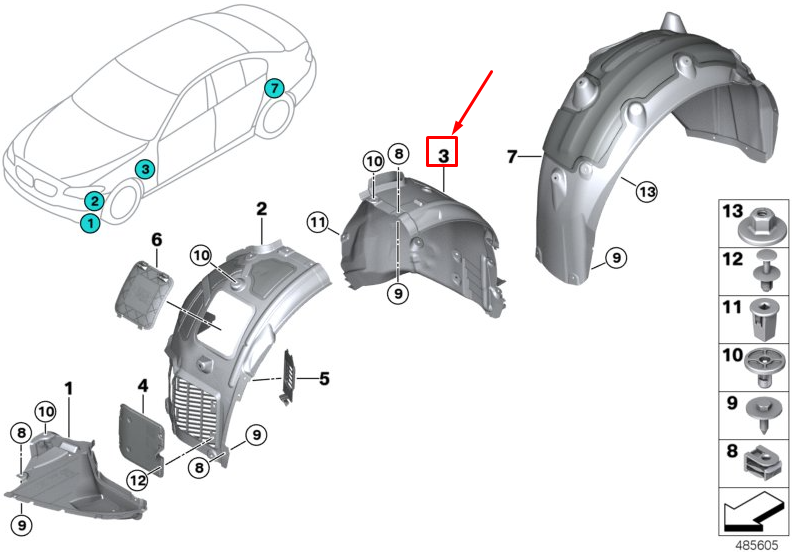 new bmw 6 gran turismo g32 front lh inner fender front part 51717374741 w