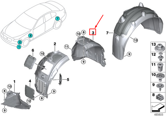 new bmw 6 gran turismo g32 front lh inner fender front part 51717374741 w