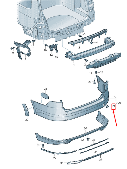 new vw passat b8 3g rear bumper tow hitch cover cap 3g9807441cgru original