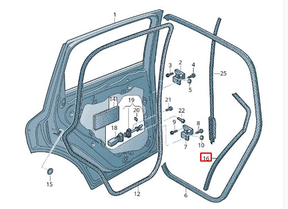 NEW VOLKSWAGEN TOUAREG 7P REAR LEFT DOOR SEALING RUBBER 7P0839761K ORIGINAL