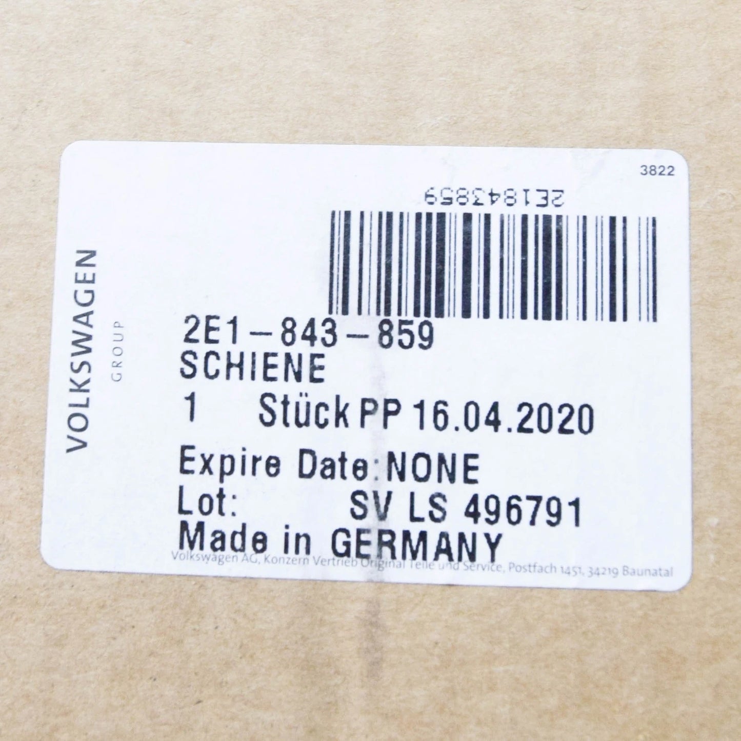 NEW VW CRAFTER 2F MK1 LEFT SLIDING DOOR UPPER GUIDE RAIL 2E1843859 ORIGINAL