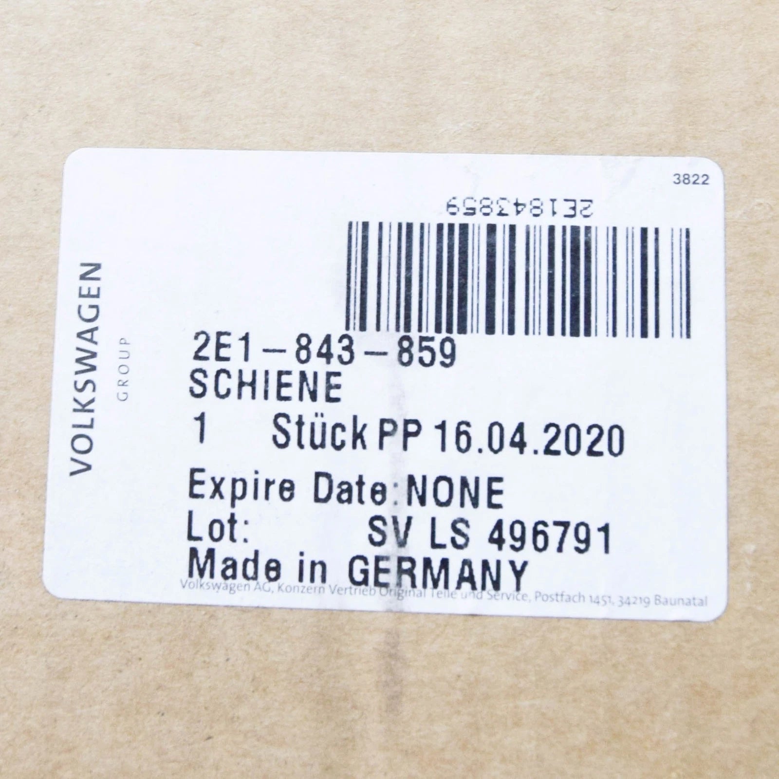 NEW VW CRAFTER 2F MK1 LEFT SLIDING DOOR UPPER GUIDE RAIL 2E1843859 ORIGINAL