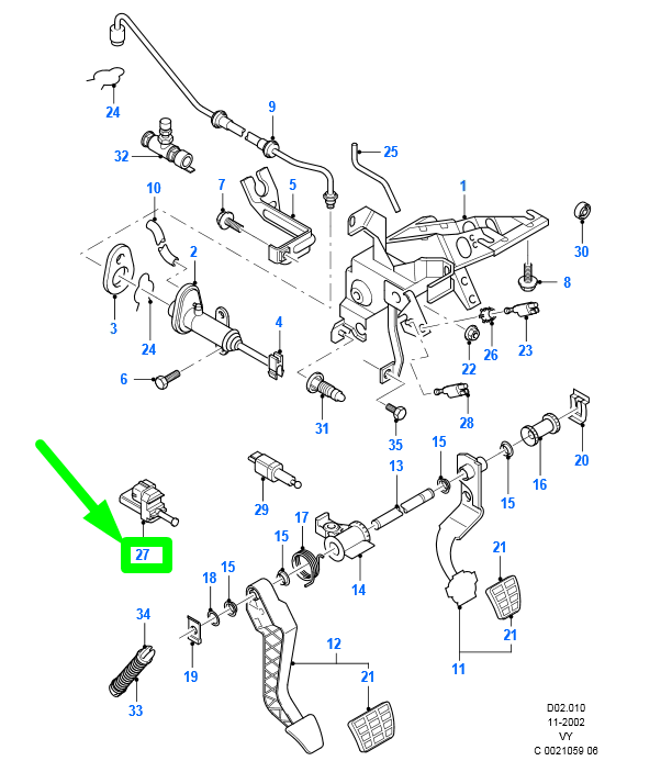 new ford galaxy v191 mk1 clutch pedal switch assy 1024901 95bb-7c534-ac original