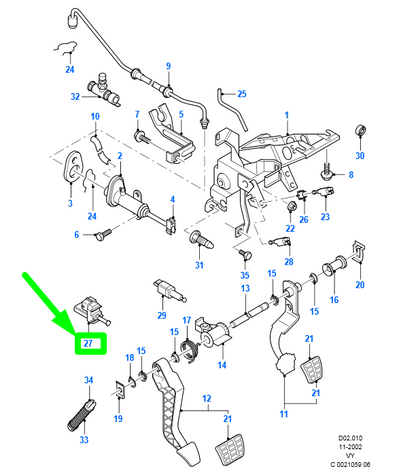 new ford galaxy v191 mk1 clutch pedal switch assy 1024901 95bb-7c534-ac original