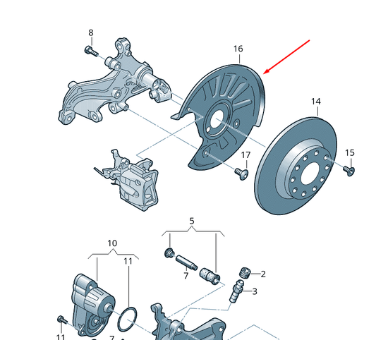new volkswagen tiguan ad rear left brake disc protection 5q0615611m original