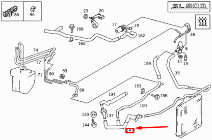 NEW MB SL R129 INTERMEDIATE PIECE TO HEAT EXCHANGER HOSE A1298324594 ORIGINAL