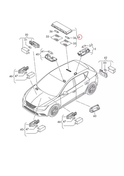 NEW VOLKSWAGEN TIGUAN MK1 INTERIOR READING LIGHT 6Q0947291B82V