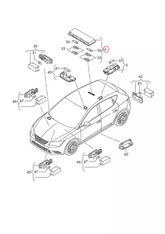 NEW VOLKSWAGEN TIGUAN MK1 INTERIOR READING LIGHT 6Q0947291B82V